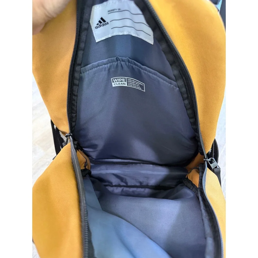 Adidas Backpack Unisex Large Mustard Yellow Excellent Mesh Pockets Sporty